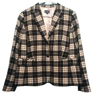 Pendleton Virgin Wool Black and Cream Plaid Blazer